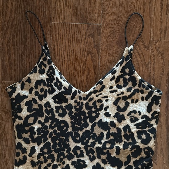 Urban outfitters gaze leopard print elastic straps medium brown black bodysuit - Picture 4 of 8